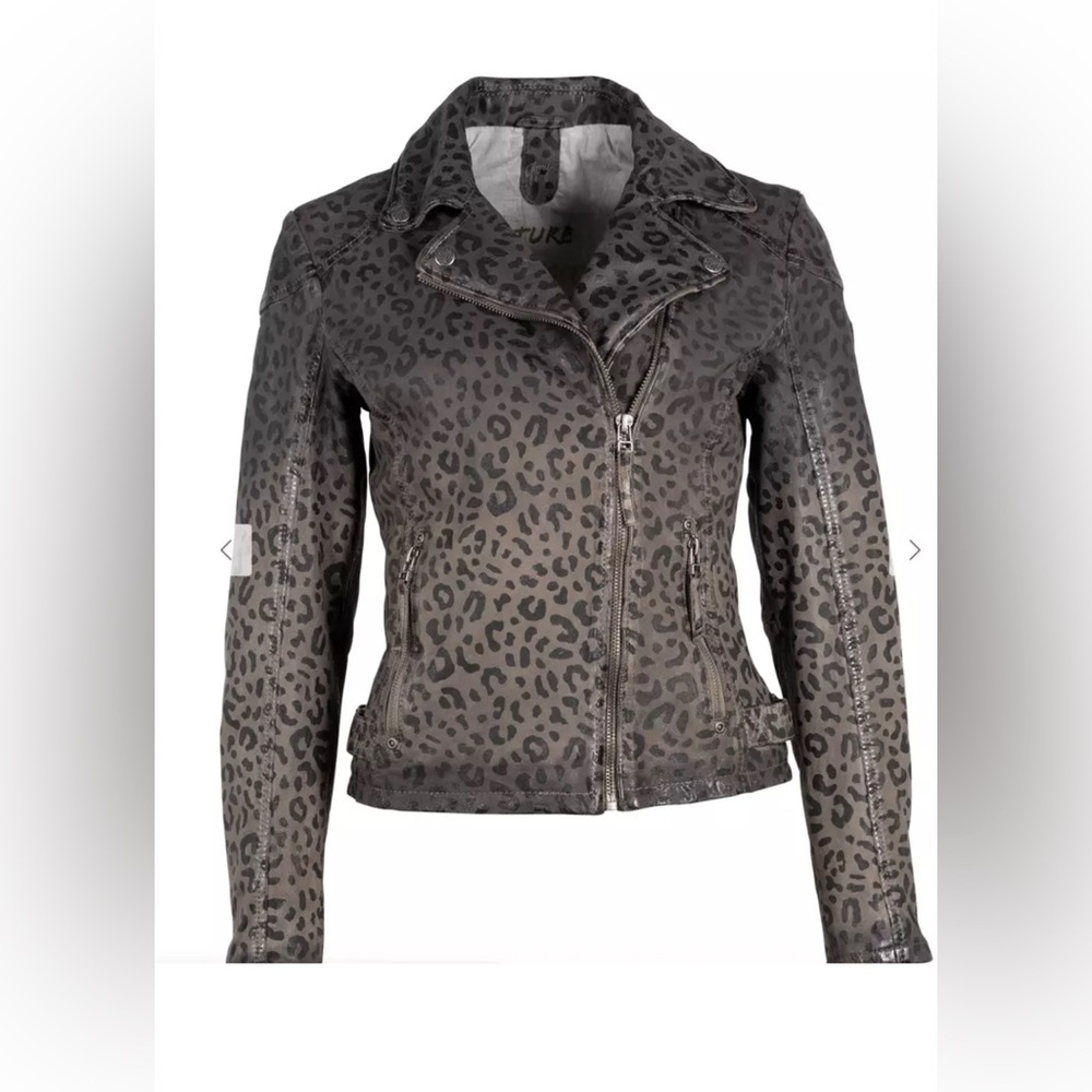 Mauritius Vicky leather jacket large medium animal print